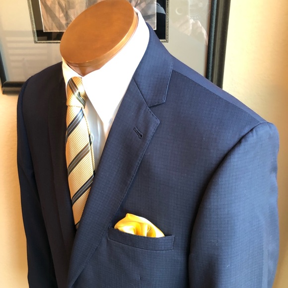 Joseph Jos.A. Bank All Wool Navy Mini-Check Weave Jacket 43L - Picture 3 of 14